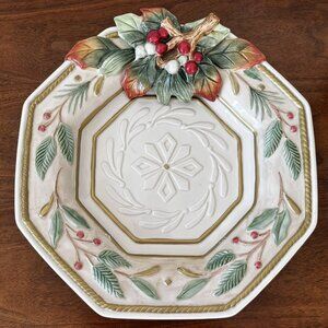 Fitz and Floyd Winter Wonderland Canape Plate Christmas Holiday Mistletoe 9.5"